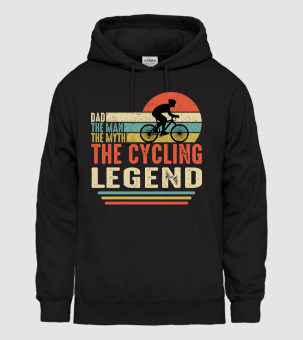 Dad the man, the myth, the cycling legend model negru pe tricou