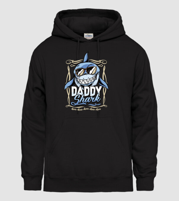 Daddy Shark model negru pe tricou