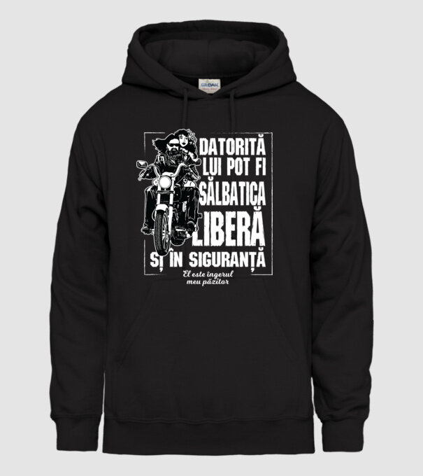 datorită ei pot fi sălbatic, liber și în siguranță - ea este îngerul meu păzitor model negru pe tricou