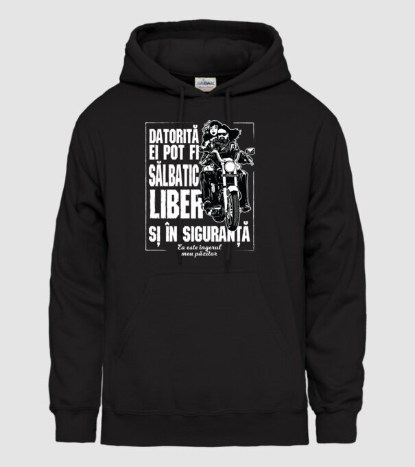 datorită ei pot fi sălbatic, liber și în siguranță - ea este îngerul meu păzitor model negru pe tricou