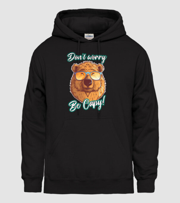 Don't worry be Capy model negru pe tricou