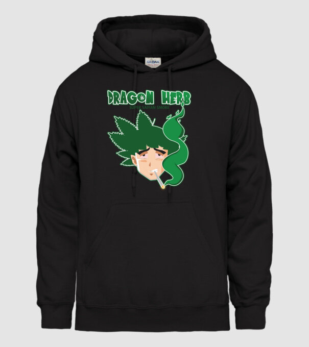 dragon herb smoke model negru pe tricou