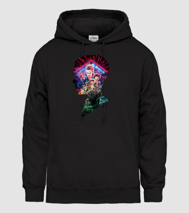 eleven poster head model negru pe tricou