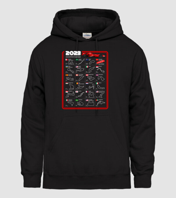 F1 2023 Formula Grand prix calendar model negru pe tricou