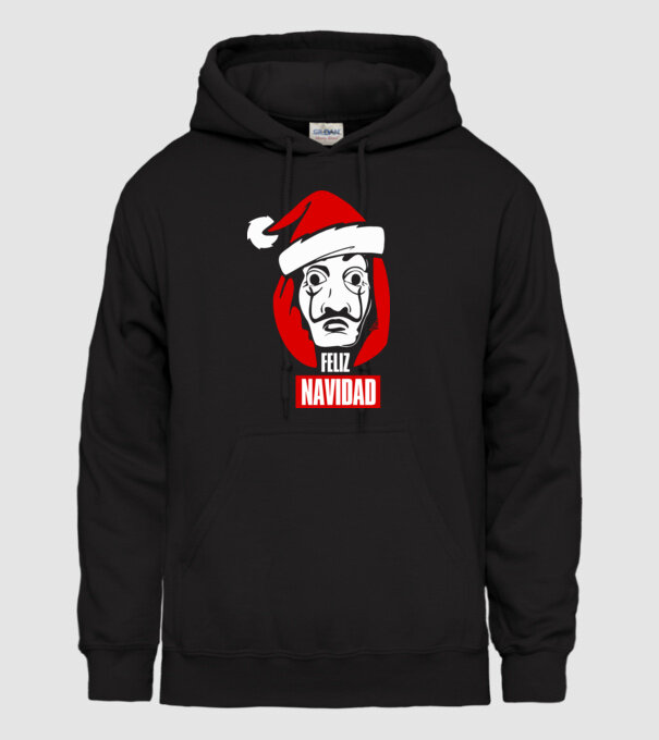 feliz navidad merry christmas money heist model negru pe tricou