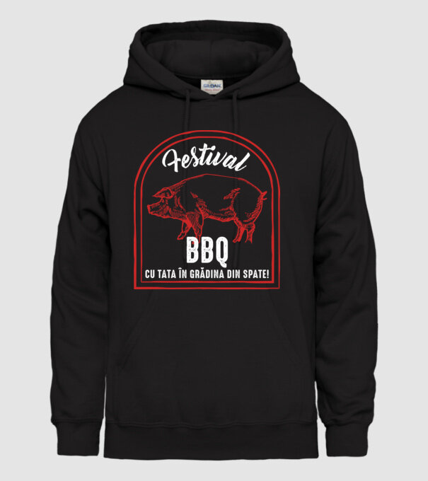 Festival BBQ - cu tata în grădina din spate! model negru pe tricou