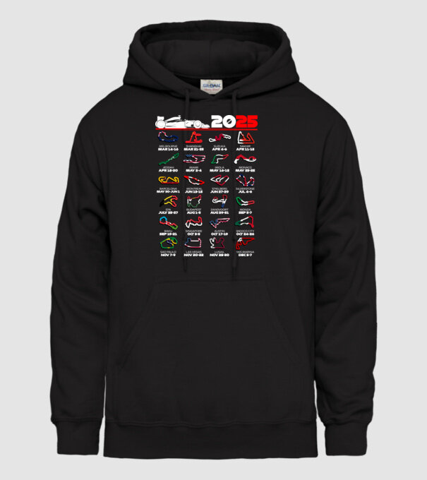 F1 calendar 2025 Negru model negru pe tricou