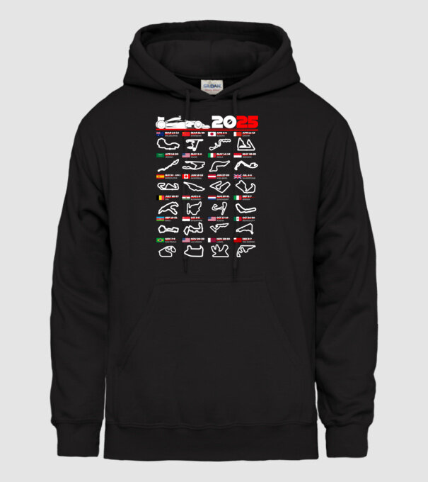 F1 calendar 2025 negru model negru pe tricou