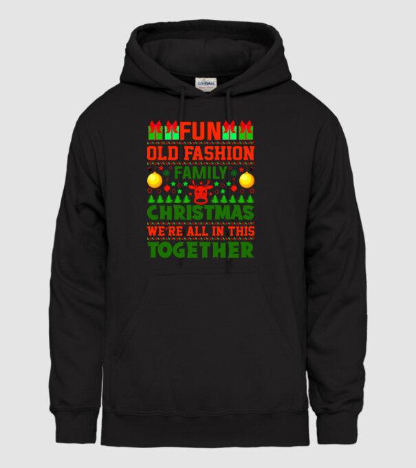 fun old fashion family christmas model negru pe tricou