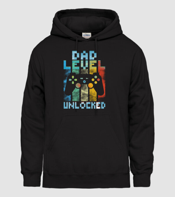 Gamer Dad level unlocked model negru pe tricou