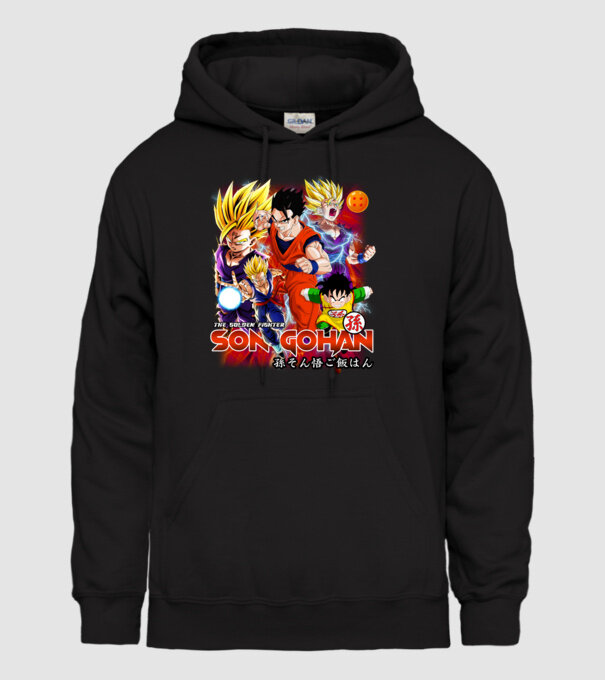 gohan dragonball model negru pe tricou