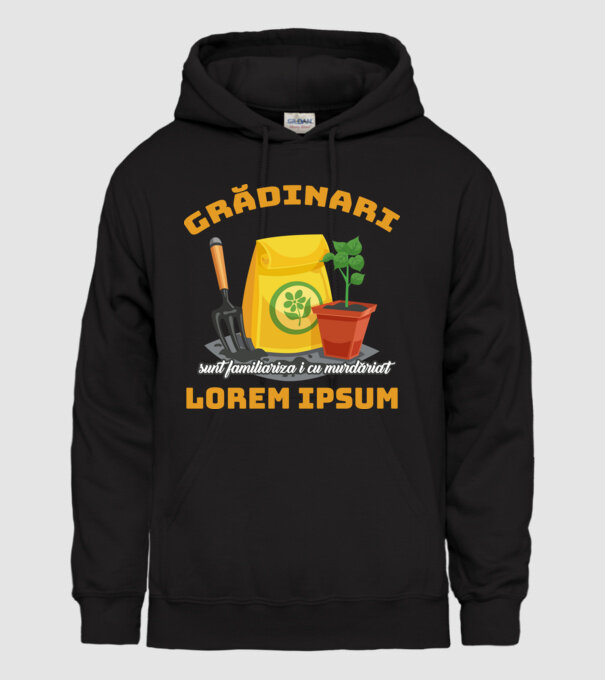 Grădinari model negru pe tricou