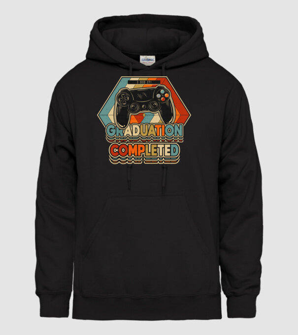 Graduatuion completed retro model negru pe tricou
