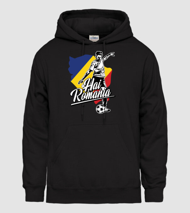 Hai romania fotbal model negru pe tricou