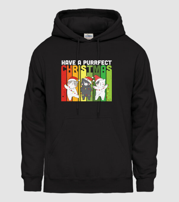 Have a purrfect christmas model negru pe tricou