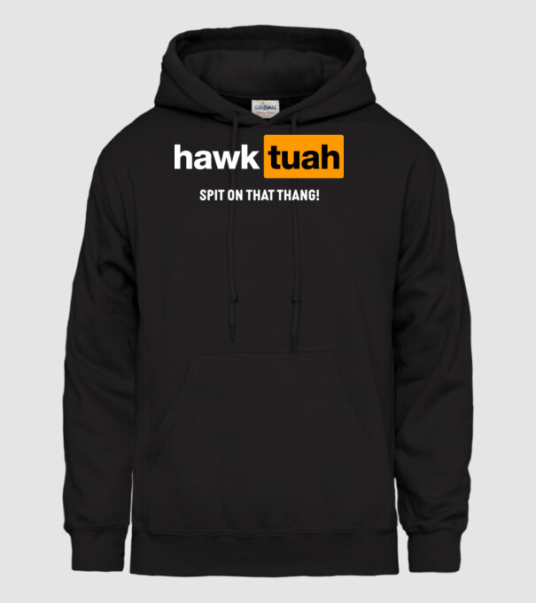 hawk tuah pornhub mix model negru pe tricou
