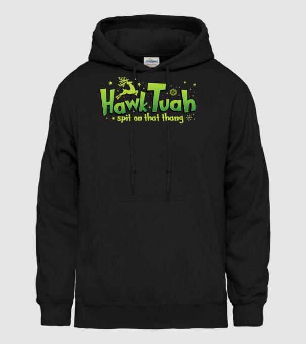 Hawk tuah xmas model negru pe tricou