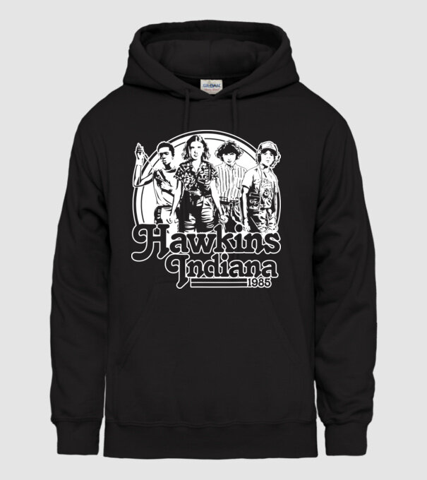 hawkins indiana stranger things2 model negru pe tricou