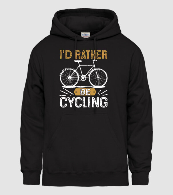 I'd rather be cycling model negru pe tricou