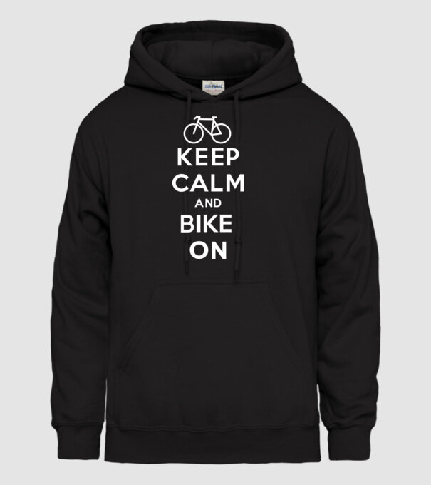 Keep calm and bike on model negru pe tricou