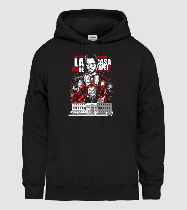 la casa de papel family model negru pe tricou
