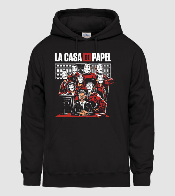 La casa de papel grupo model negru pe tricou