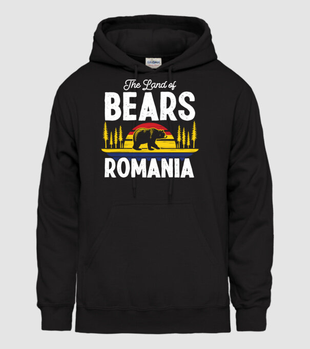 Land of Bears model negru pe tricou