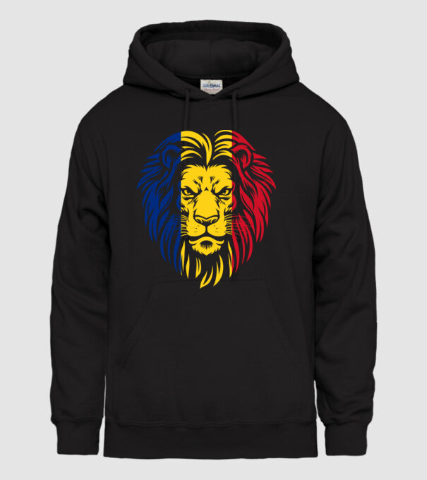 Leul românesc model negru pe tricou