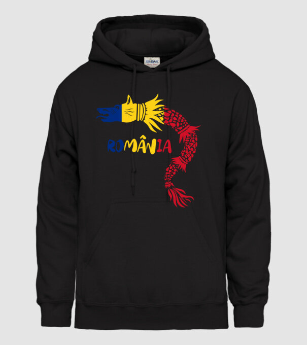 Lupul dacic model negru pe tricou