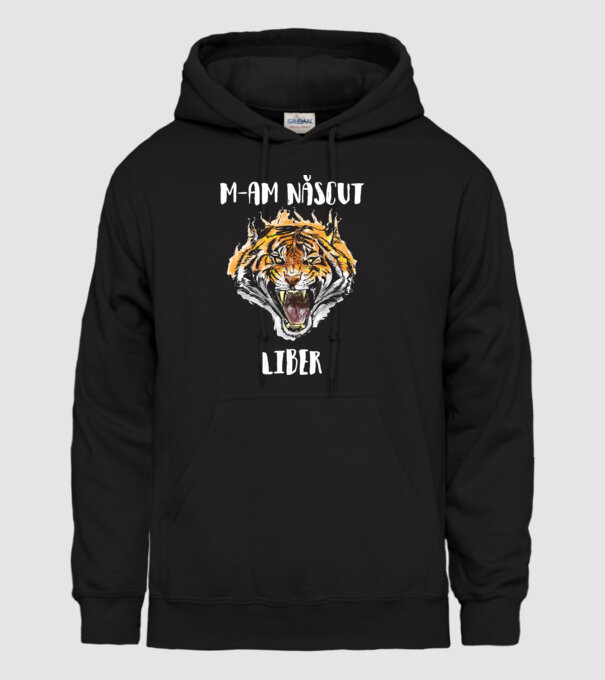 m-am născut liber model negru pe tricou