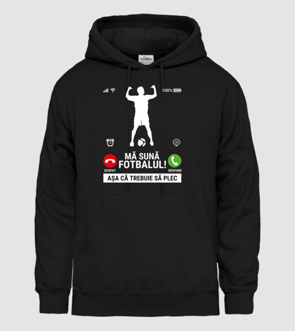 Mă sună fotbalul model negru pe tricou