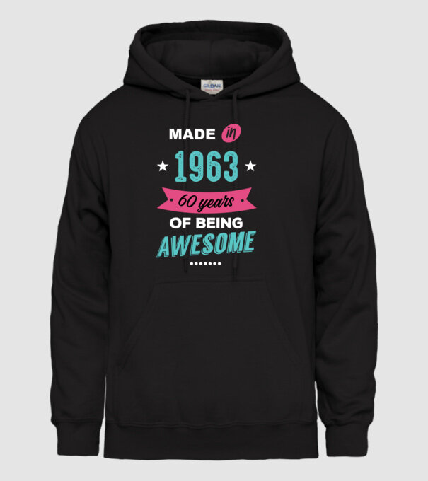 MADE IN 1963 model negru pe tricou