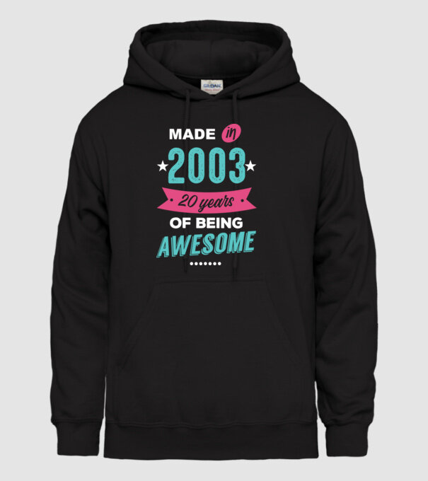 Made in 2003 model negru pe tricou