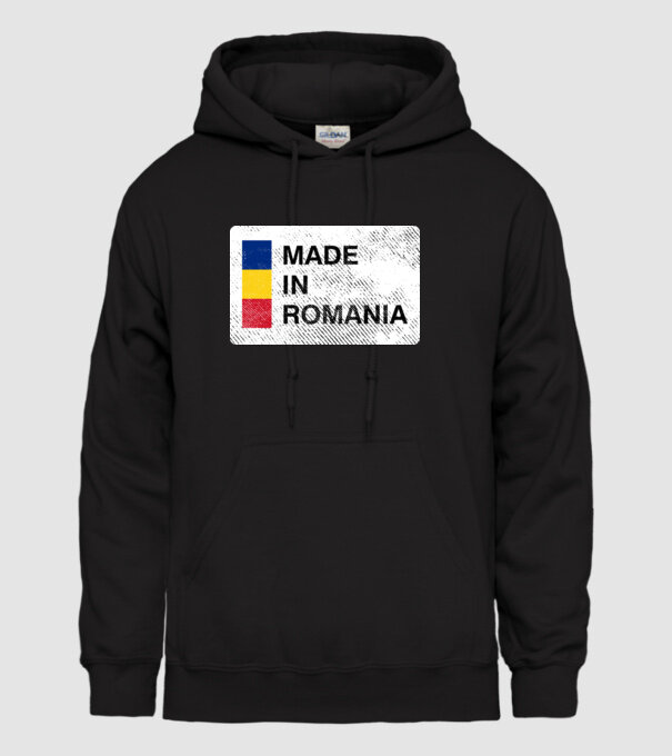 made in romania model negru pe tricou