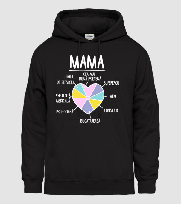 Mama cea mai bună prietenă, supererou model negru pe tricou