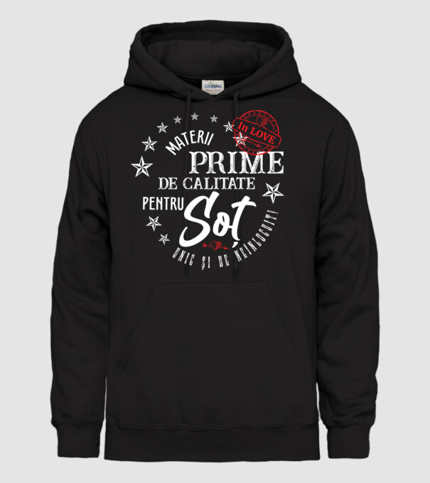 Materii prime de calitate pentru soț model negru pe tricou