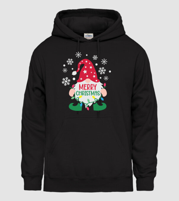 Merry christmas gnome model negru pe tricou