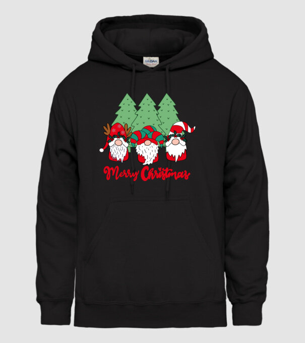Merry christmas gnomes model negru pe tricou