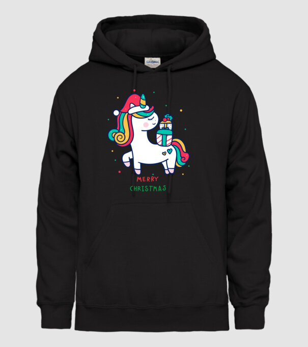 merry christmas unicorn model negru pe tricou