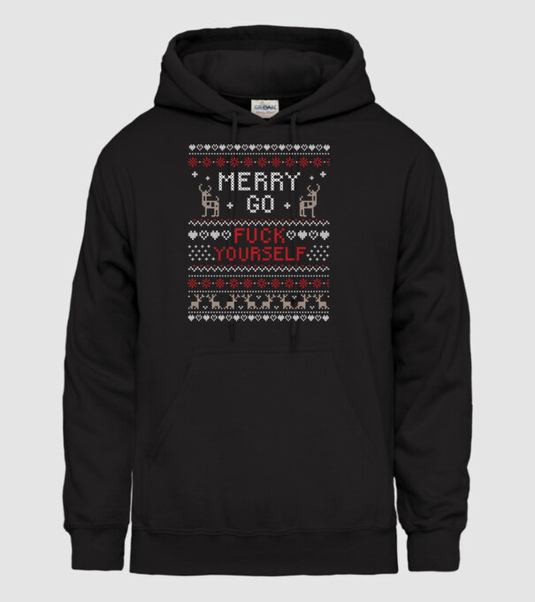 Merry go fuck yourself model negru pe tricou