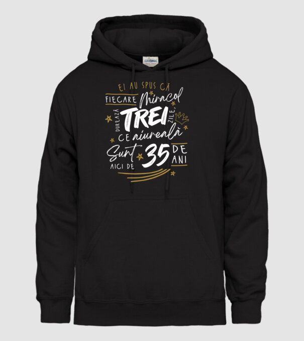 Miracol durează trei 35 de ani model negru pe tricou