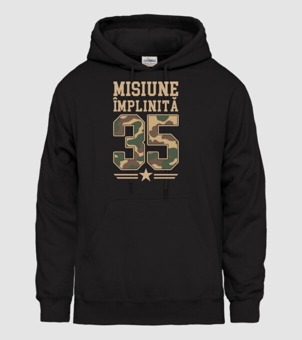 Misiune împlinită 35 model negru pe tricou