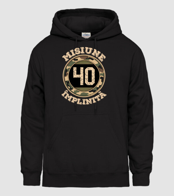 Misiune împlinită 40 model negru pe tricou