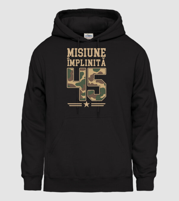Misiune împlinită 45 model negru pe tricou