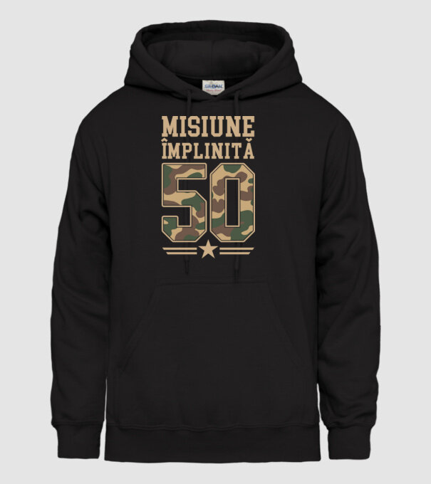 Misiune împlinită 50 model negru pe tricou