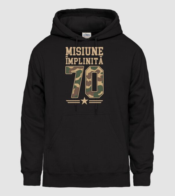 Misiune împlinită 70 model negru pe tricou