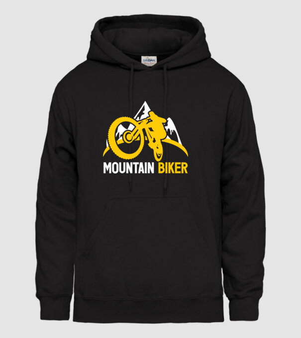 mountain biker model negru pe tricou