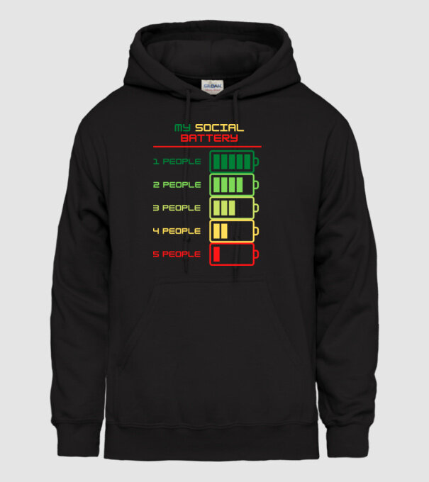 My social battery model negru pe tricou