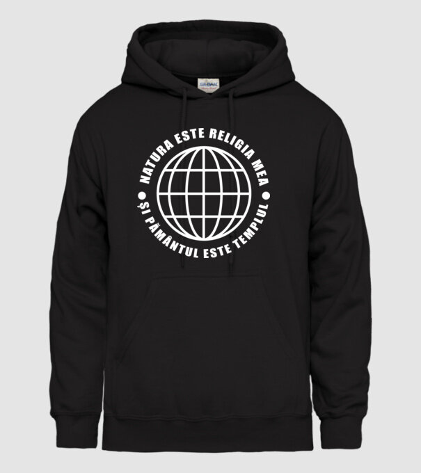 Natura este religia mea model negru pe tricou