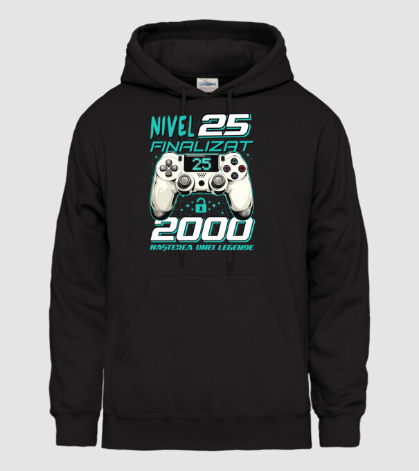 Nivel finalizat 25 2000 model negru pe tricou